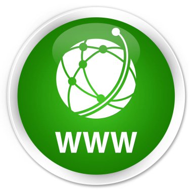 Www (küresel ağ simgesini) premium yeşil yuvarlak düğmesi