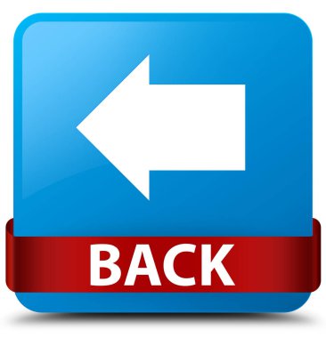 Geri camgöbeği mavi kare düğme kırmızı kurdele orta