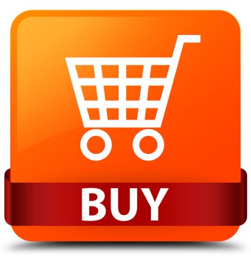 Turuncu kare düğme kırmızı kurdele orta satın