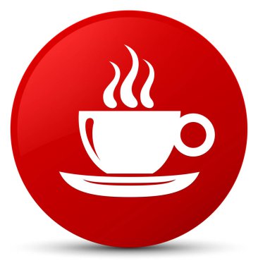 Kahve fincanı simge kırmızı yuvarlak düğmesi