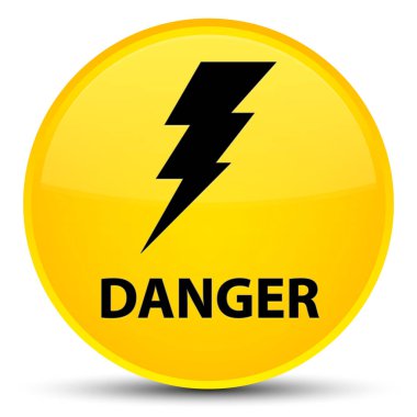 Tehlike (elektrik simgesi) özel sarı yuvarlak düğmesi