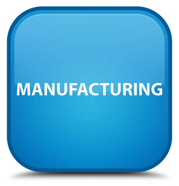 Manufacturing special cyan blue square button — Stock Photo, Image