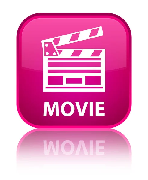 Movie (cinema clip icon) special pink square button — Stock Photo, Image