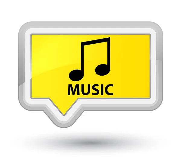音楽 (曲のアイコン) 首相の黄色いバナー ボタン — ストック写真