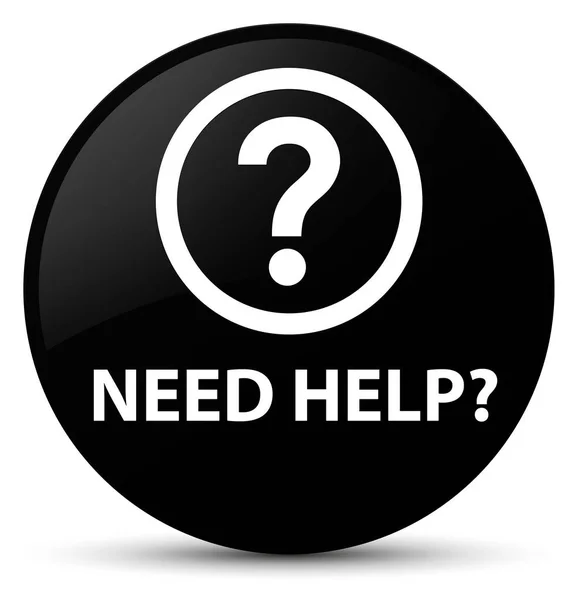 Need help (question icon) black round button — Stock Photo, Image