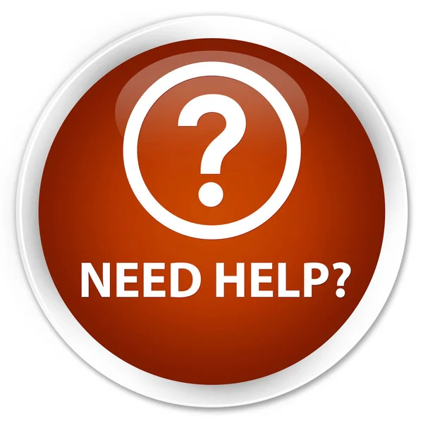 Need help (question icon) premium brown round button — Stock Photo, Image