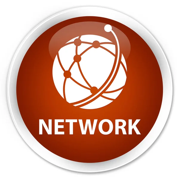 Мережева (глобальна піктограма мережі) кнопка преміум-коричневого раунду — стокове фото