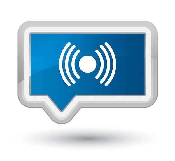 Ícone de sinal de rede botão de banner azul primo — Fotografia de Stock