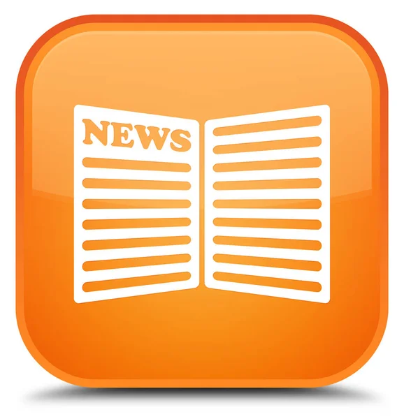 Newspaper icon special orange square button — Stock Photo, Image
