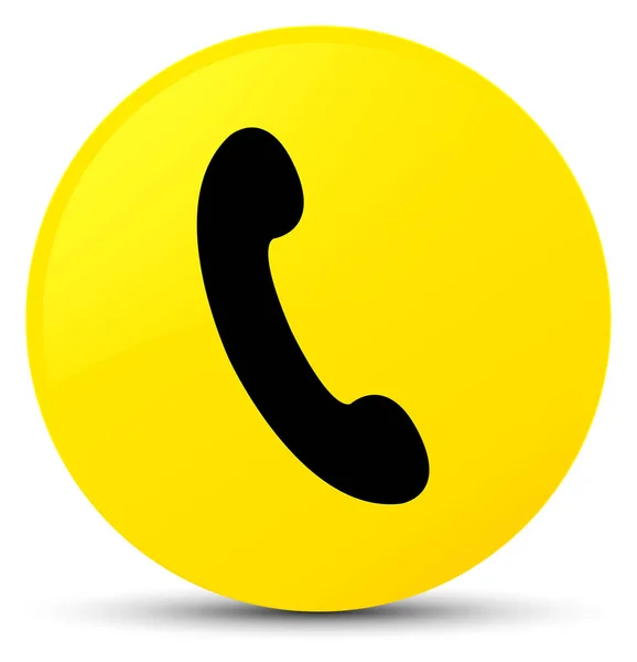 Піктограма телефону жовта кругла кнопка — стокове фото