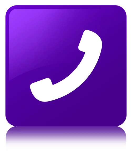 携帯電話アイコン紫正方形ボタン — ストック写真