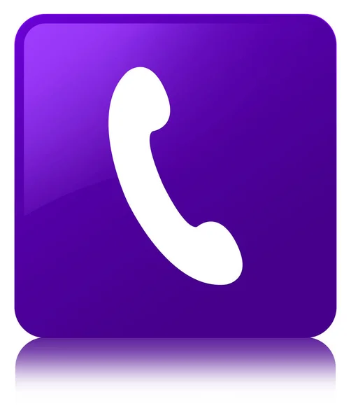 Telefon fioletowy ikona przycisku kwadrat — Zdjęcie stockowe