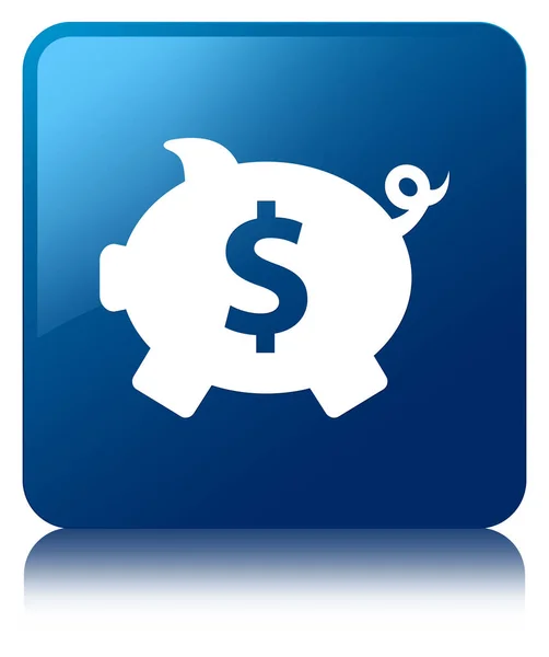 Piggy bank dollar sign icon blue square button — Stock Photo, Image