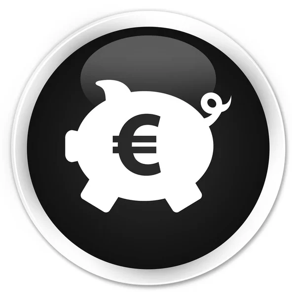 小猪银行欧元符号图标溢价黑圆按钮 — 图库照片