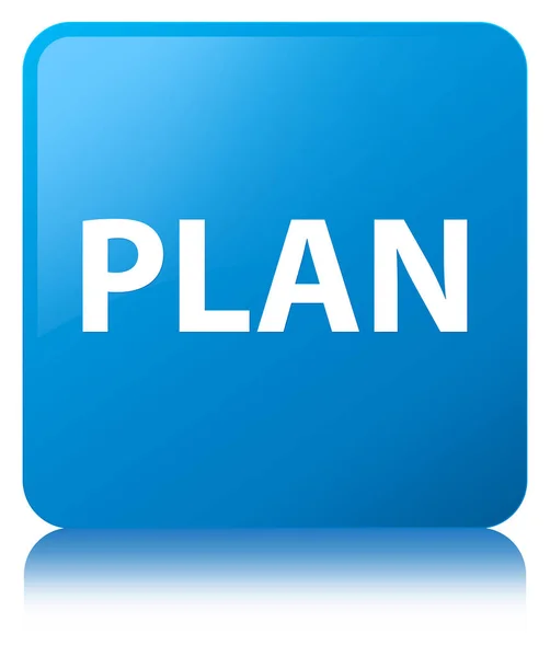 Plán azurová modrá čtvercové tlačítko — Stock fotografie