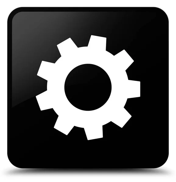 Proces ikony czarny kwadratowy przycisk — Zdjęcie stockowe