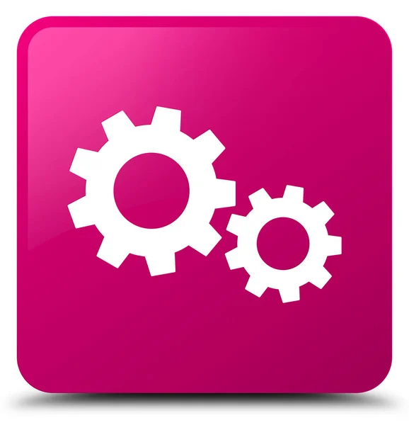 프로세스 아이콘 분홍색 사각형 버튼 — 스톡 사진