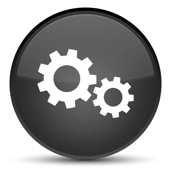 Process icon special black round button — Stock Photo, Image