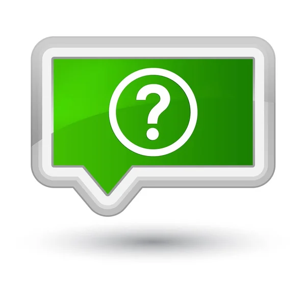 Ícone de pergunta botão banner verde primo — Fotografia de Stock