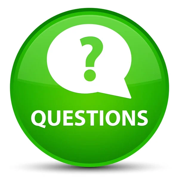 Questions (bubble icon) special green round button — Stock Photo, Image