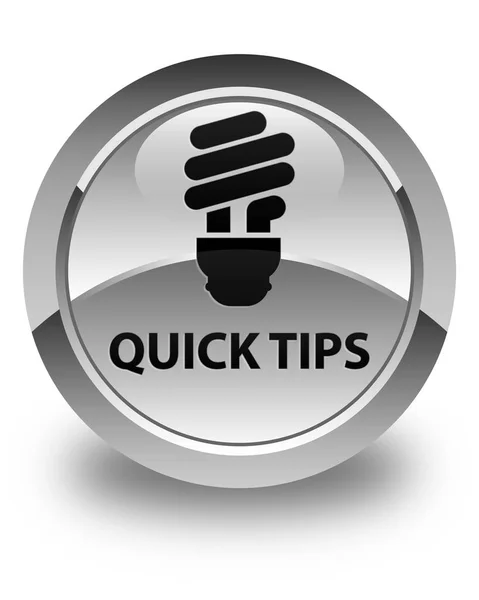 Quick tips (bulb icon) glossy white round button — Stock Photo, Image