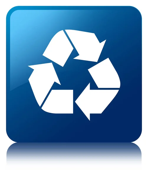 Recycle icon blue square button — Stock Photo, Image