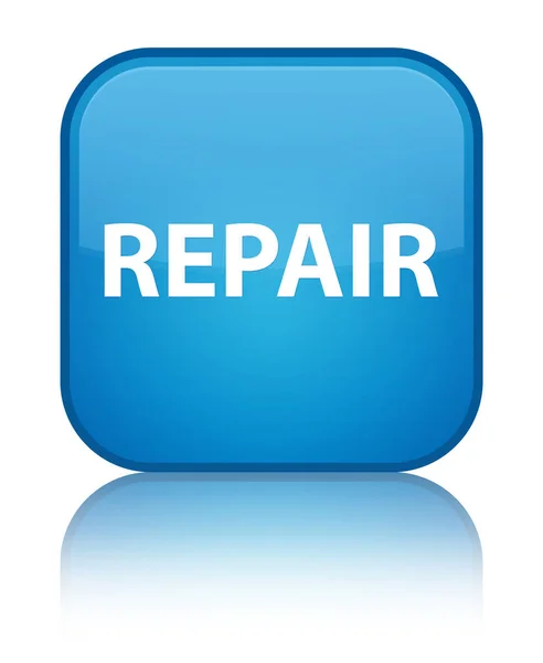 Reparatie speciale cyaan blauw vierkante knop — Stockfoto