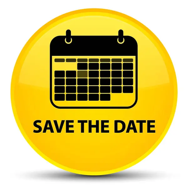 Save the date special yellow round button — Stock Photo, Image