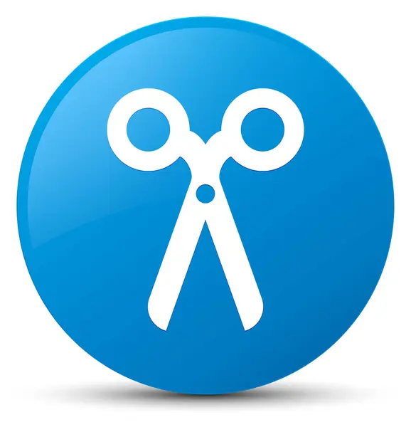 Nůžky ikonu azurová modrá kulaté tlačítko — Stock fotografie
