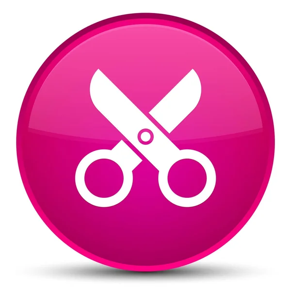 Scissors icon special pink round button — Stock Photo, Image