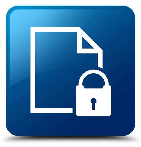 Secure document icon blue square button — Stock Photo, Image