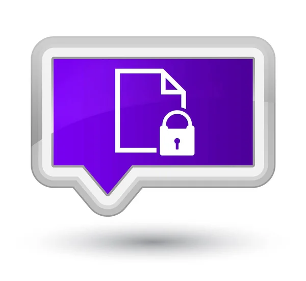 Secure document icon prime purple banner button — Stock Photo, Image