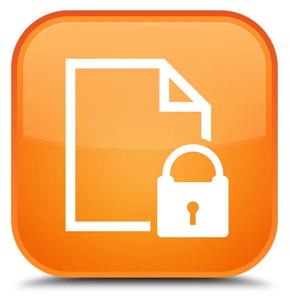 Secure document icon special orange square button — Stock Photo, Image