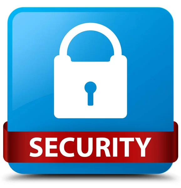 Seguridad (icono del candado) cyan azul cuadrado botón rojo cinta en mi — Foto de Stock