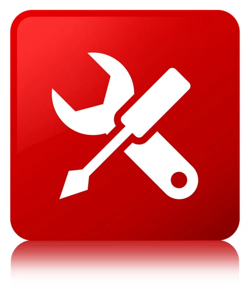 Settings icon red square button — Stock Photo, Image