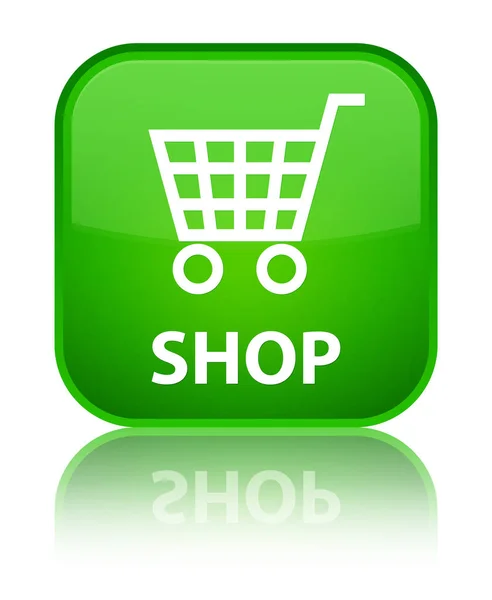 Obchod speciální zelené čtvercové tlačítko — Stock fotografie