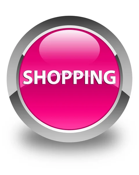 Shopping glossy pink round button — Stock Photo, Image