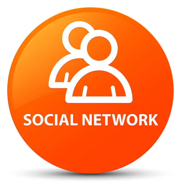 Кнопка " Соціальна мережа" (піктограма групи) помаранчева кругла кнопка — стокове фото