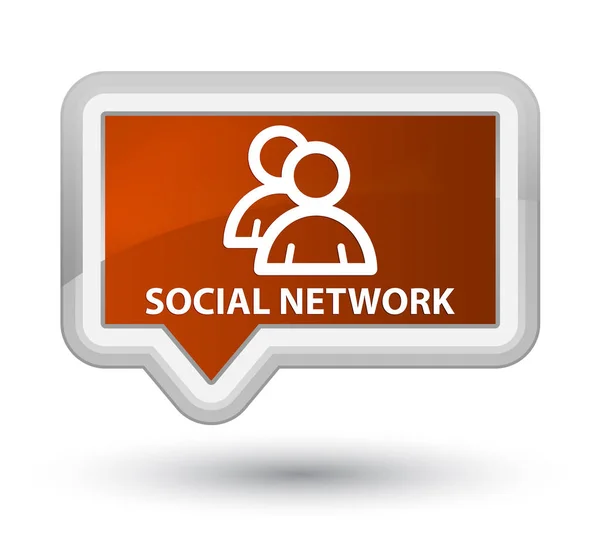 Pulsante banner marrone primo social network (icona di gruppo) — Foto Stock