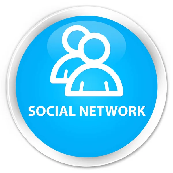 Social network (icona di gruppo) premium cyan blu pulsante rotondo — Foto Stock