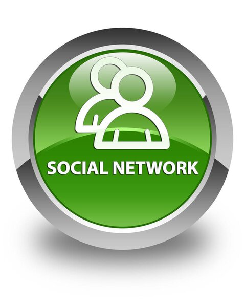 Social network (group icon) glossy soft green round button