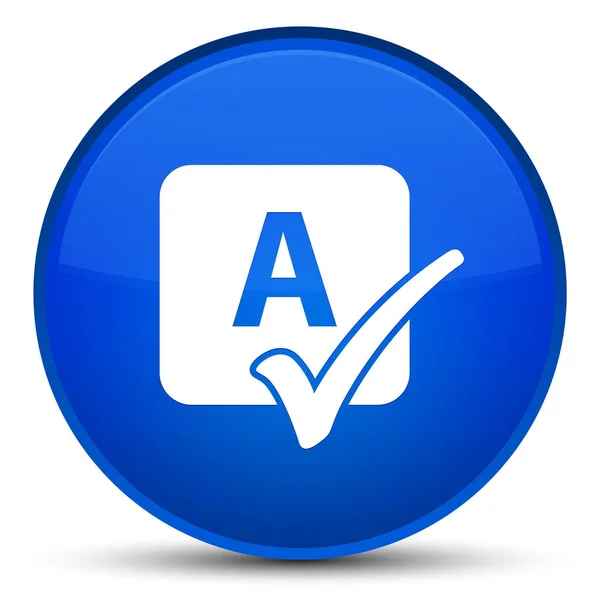 Sortilegio icono de verificación especial azul botón redondo — Foto de Stock