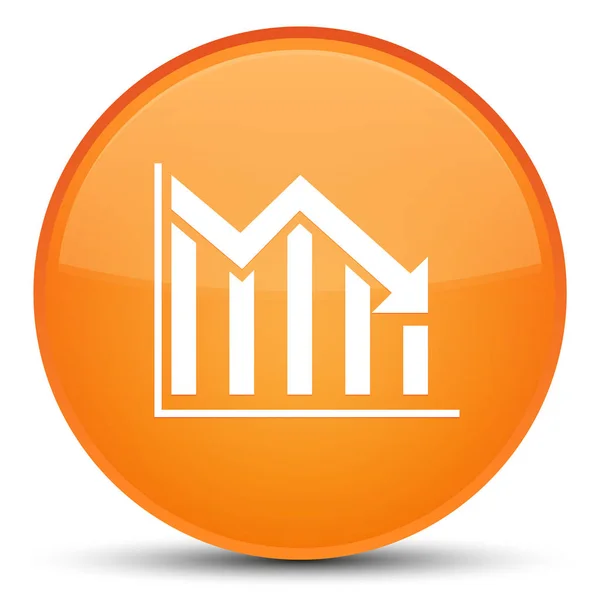 Statistiche giù icona speciale arancio pulsante rotondo — Foto Stock