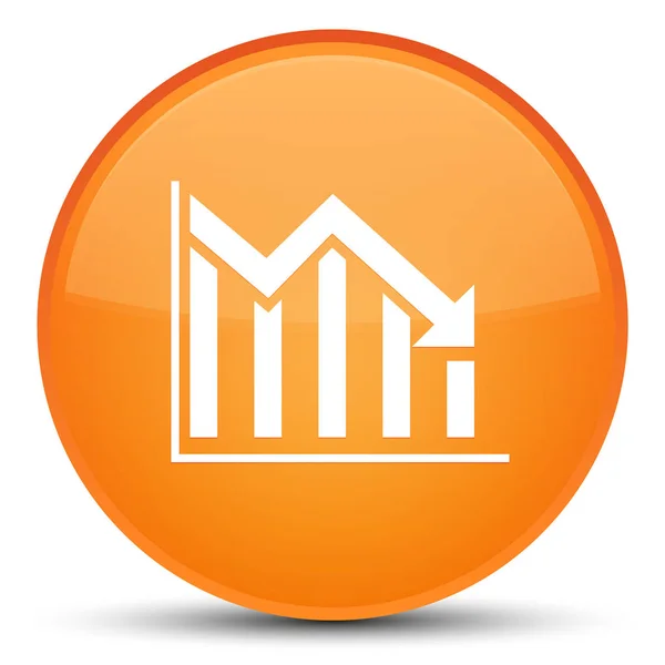 Statistik ned ikon særlige orange runde knap - Stock-foto