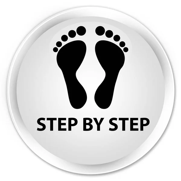 Step by step (footprint icon) premium white round button — Stock Photo, Image