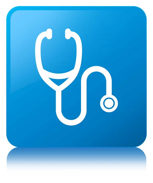 Stethoscoop cyaan blauw vierkante knoop van het pictogram — Stockfoto