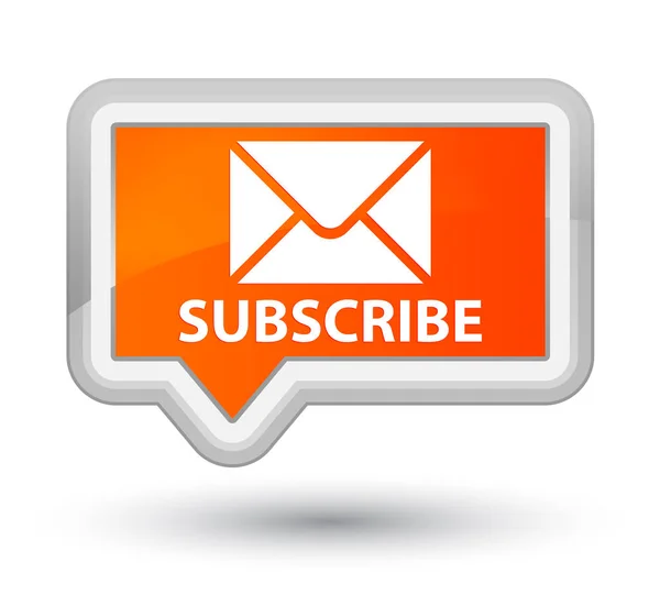 Suscribirse (icono de correo electrónico) botón de banner naranja principal —  Fotos de Stock