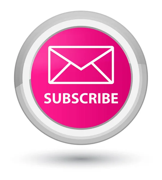 Assine (ícone de e-mail) botão redondo rosa principal — Fotografia de Stock