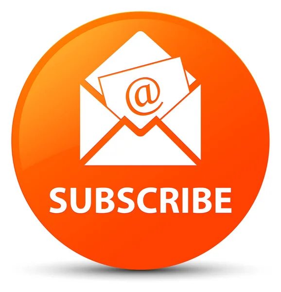 Assine (ícone de e-mail de newsletter) botão redondo laranja — Fotografia de Stock