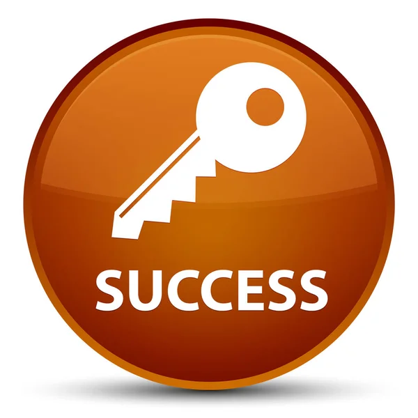 Успіх (ключова піктограма) спеціальна коричнева кругла кнопка — стокове фото